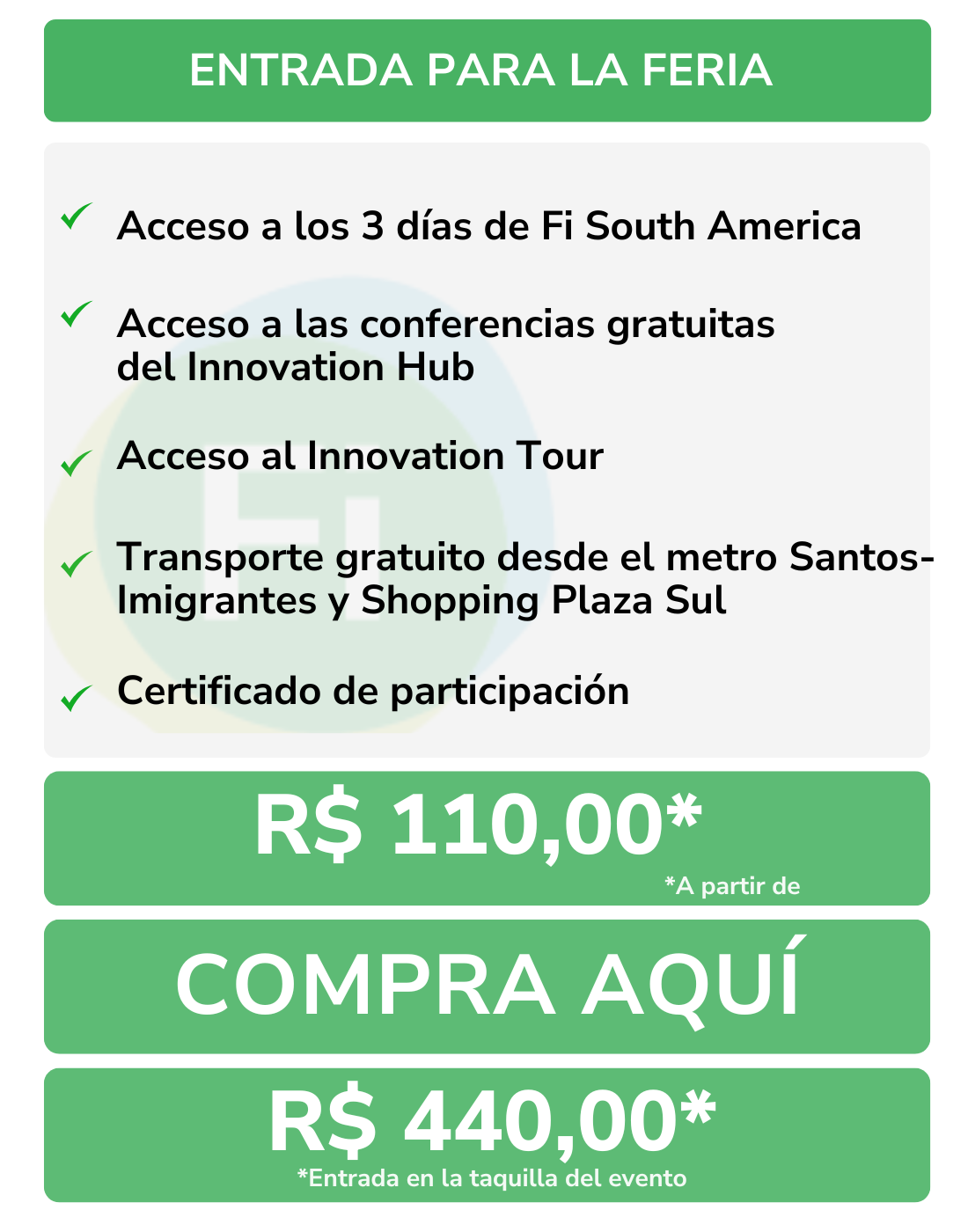 Quadro com informações de ingresso FiSA